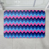 Koel Blauw Roze Chevron Patroon Middelgrote Badmat