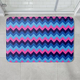 Koel Blauw Roze Chevron Patroon Middelgrote Badmat