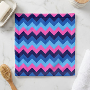 Koel Blauw Roze Chevron Patroon Washandje