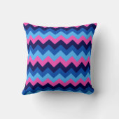 Koel Blauw Roze Chevron Patroon Worp Kussen (Achterkant)