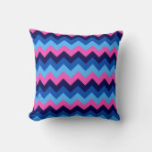 Koel Blauw Roze Chevron Patroon Worp Kussen (Voorkant)