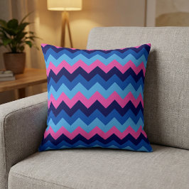 Koel Blauw Roze Chevron Patroon Worp Kussen