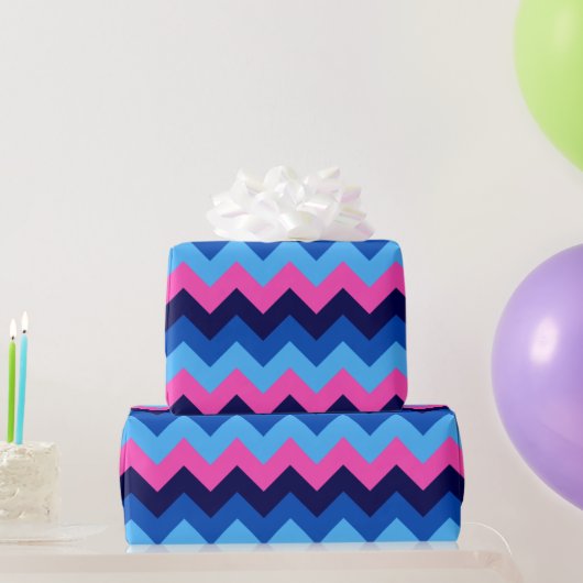 Koel Blauw Roze Chevron Patroon Wrapping Papier (Feestgeschenken)