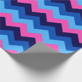 Koel Blauw Roze Chevron Patroon Wrapping Papier (Hoek)