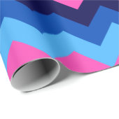 Koel Blauw Roze Chevron Patroon Wrapping Papier (Rol Hoek)
