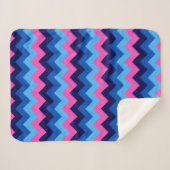 Koel Blauw Roze Chevron Print Kleine Sherpa Deken (Voorkant (horizontaal))
