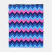 Koel Blauw Roze Chevron Print Medium Fleece Deken (Voorkant)