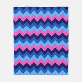 Koel Blauw Roze Chevron Print Medium Fleece Deken