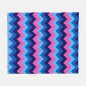 Koel Blauw Roze Chevron Print Medium Fleece Deken (Voorkant (Horizontaal))