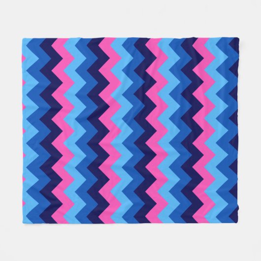 Koel Blauw Roze Chevron Print Medium Fleece Deken (Voorkant (Horizontaal))