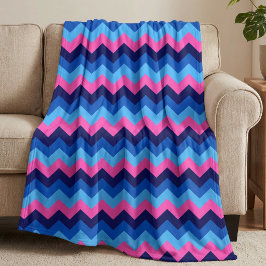 Koel Blauw Roze Chevrons Grote Fleece Deken