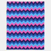 Koel Blauw Roze Chevrons Grote Fleece Deken (Voorkant)