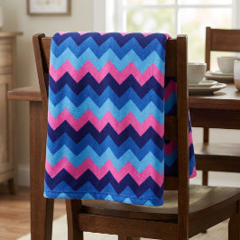 Koel Blauw Roze Chevrons Kleine Fleece Deken