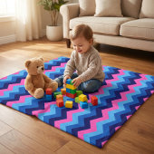 Koel Blauw Roze Chevrons Kleine Fleece Deken