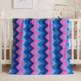 Koel Blauw Roze Chevrons Middelgrote Fleece Deken