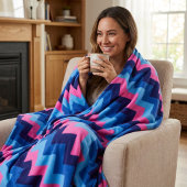 Koel Blauw Roze Chevrons Middelgrote Fleece Deken