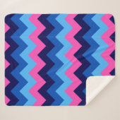 Koel Blauw Roze Chevrons Middelgrote Sherpa Deken (Voorkant (horizontaal))
