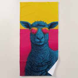 Koel Blauw Schaap met Retro Zonnebril Strandlaken
