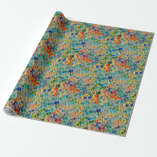 Koel Blauw Sinaasappel Abstract Wax Drip Drop Patr Cadeaupapier