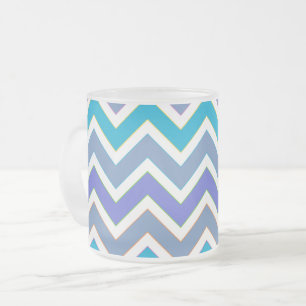 Koel Blauw Sportief Chevron Patroon Matglas Koffiemok