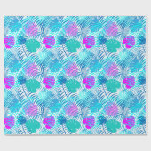 Koel Blauw Tropisch Palmleder met warmroze Cadeaupapier (Vlak)