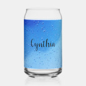 Koel blauw water druppels gepersonaliseerd blikvorm glas (Voorkant)