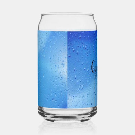Koel blauw water druppels gepersonaliseerd blikvorm glas (Rechts)