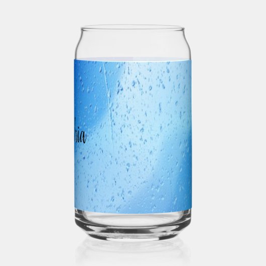 Koel blauw water druppels gepersonaliseerd blikvorm glas (Links)