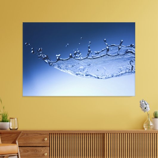 koel blauw water splash canvas afdruk (Insitu (Woonkamer))