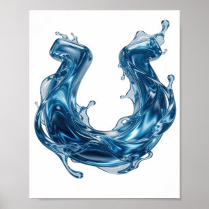 Koel Blauw WATER SPLASH Krachtig Design Poster