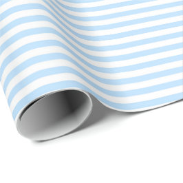 Koel blauw | White Stripe Wrapping Paper Cadeaupapier