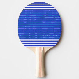 Koel Blauw Witte Geometrische Strepen Tafeltennisbatje