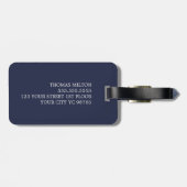 Koel Blauw Witte Strepen Monogram Bagagelabel (Achterkant horizontaal)