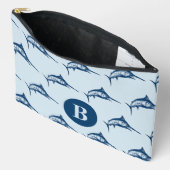 Koel Blauw Zwaardvis Patroon Monogram Etui (Open)
