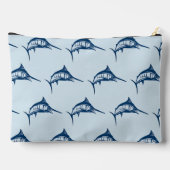 Koel Blauw Zwaardvis Patroon Monogram Etui (Achterkant)