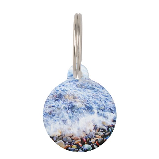 Koel blauw zwoegwater huisdierpenning (Voorkant)