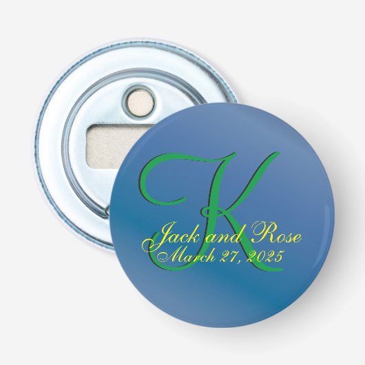 Koel Blauwe Bes Fantastische Budget Button Flesopener (Voorkant)