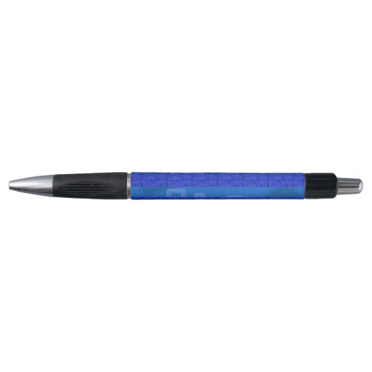 Koel Blauwe Geometrische Strepen Pen (Voorkant)