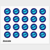 Koel blauwe kus ronde sticker (Vel)