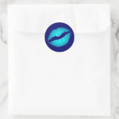 Koel blauwe kus ronde sticker (Tas)