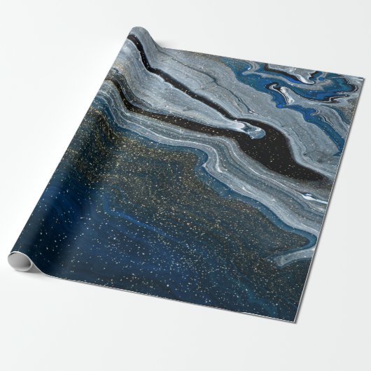 Koel blauwe marmer textuur cadeaupapier (Uitgerold)
