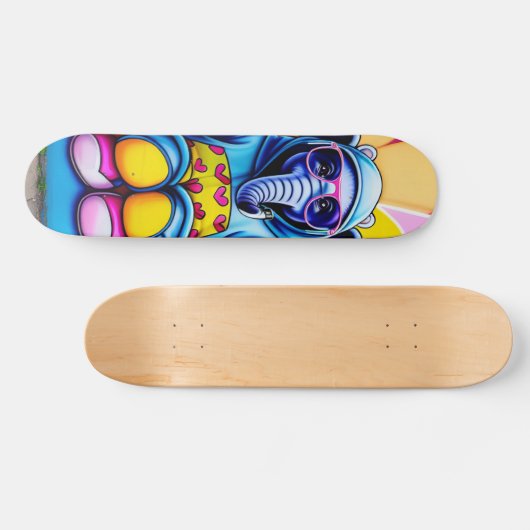 Koel blauwe olifant met bril persoonlijk skateboard (Horizontaal)