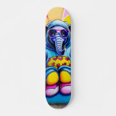 Koel blauwe olifant met bril persoonlijk skateboard (Voorkant)