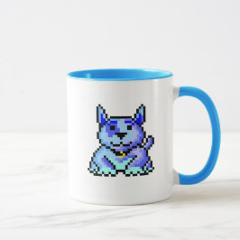 Koel blauwe pixelhond mok