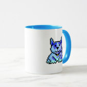 Koel blauwe pixelhond mok (Voorkant rechts)