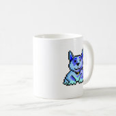 Koel blauwe pixelhond mok (Voorkant rechts)