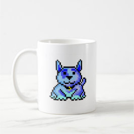 Koel blauwe pixelhond mok