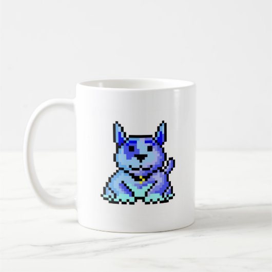 Koel blauwe pixelhond mok (Links)