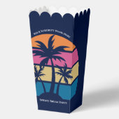 Koel Blauwe Strandfeest Palmboom Popcorn Bedankdoosjes (Voorkant)
