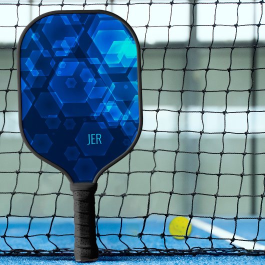 Koel Blauwe Tech Geometrische Aangepaste Monogram Pickleball Paddle